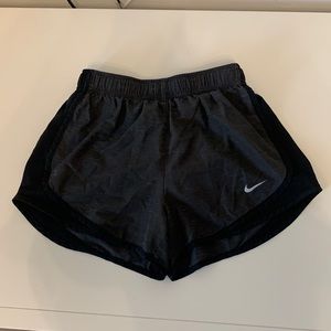 Dark grey Nike dri-fit athletic shorts with adjustable waist and inside liner